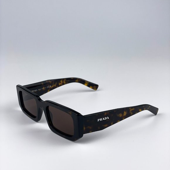 Prada PR06YS 2AU8C1 Sunglasses Havana Tortoise Dark Brown Rectangle Unisex - Picture 8 of 12